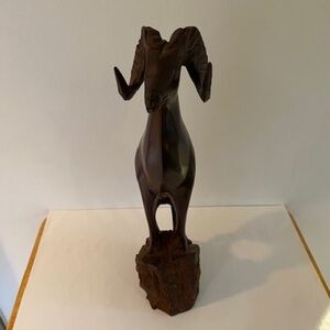Vintage Hand-Carved Wooden Bighorn Sheep